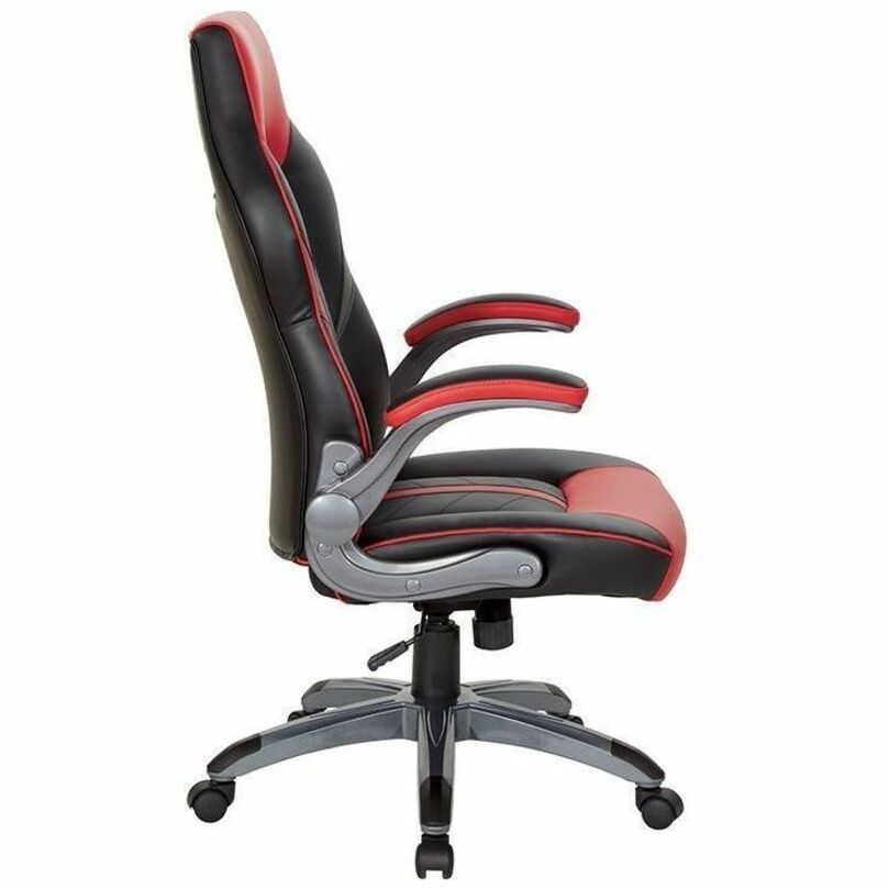 OSP Furniture Black Leather Gaming Chair - ORN25-RD