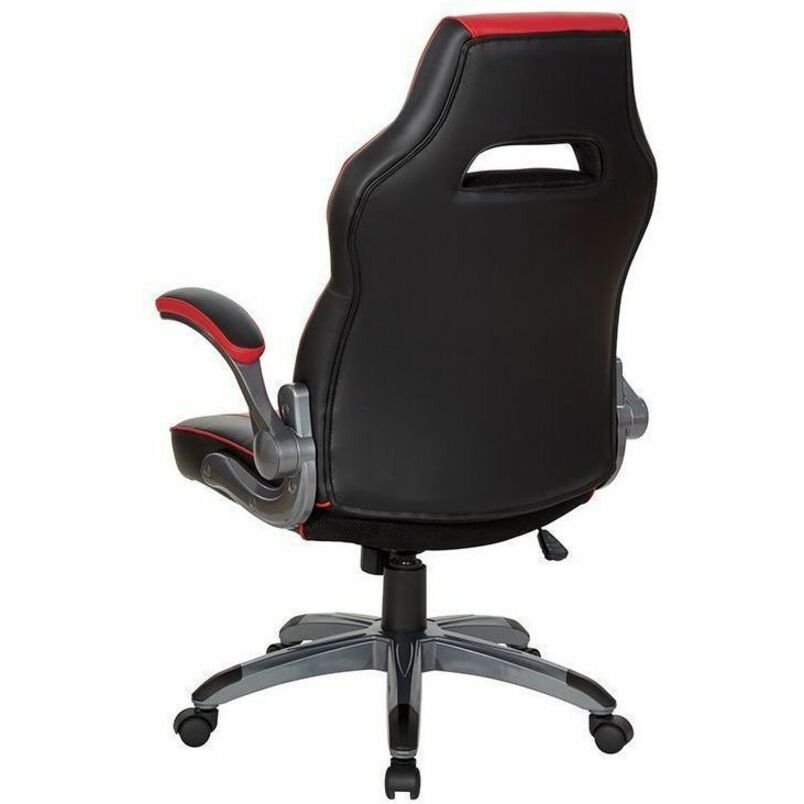 OSP Furniture Black Leather Gaming Chair - ORN25-RD