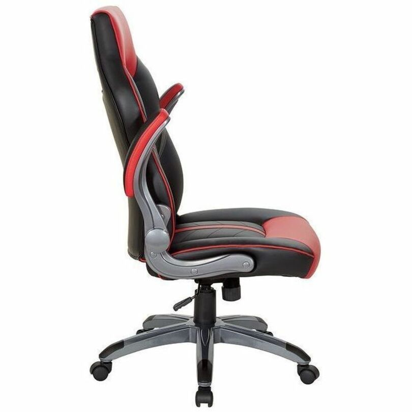 OSP Furniture Black Leather Gaming Chair - ORN25-RD