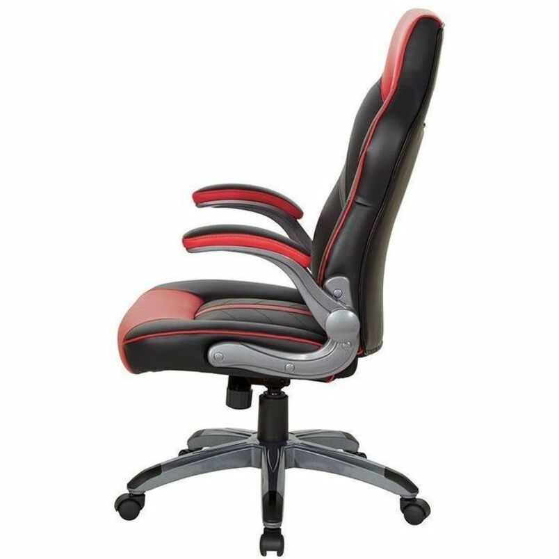 OSP Furniture Black Leather Gaming Chair - ORN25-RD