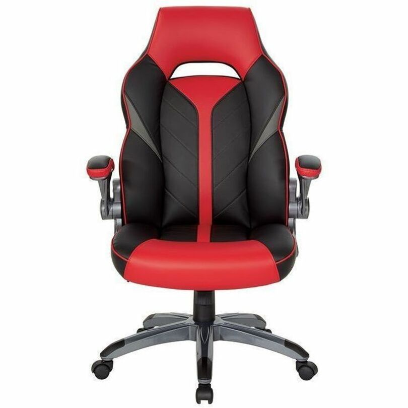 OSP Furniture Black Leather Gaming Chair - ORN25-RD
