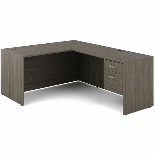 Newland 60" x 78" L-Shaped Single Hanging Pedestal Desk, Absolute Acajou