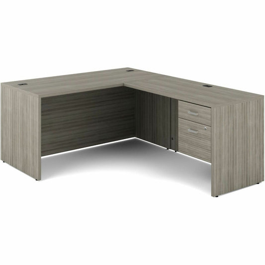 Newland 60" x 78" L-Shaped Single Hanging Pedestal Desk, Noce Grigio