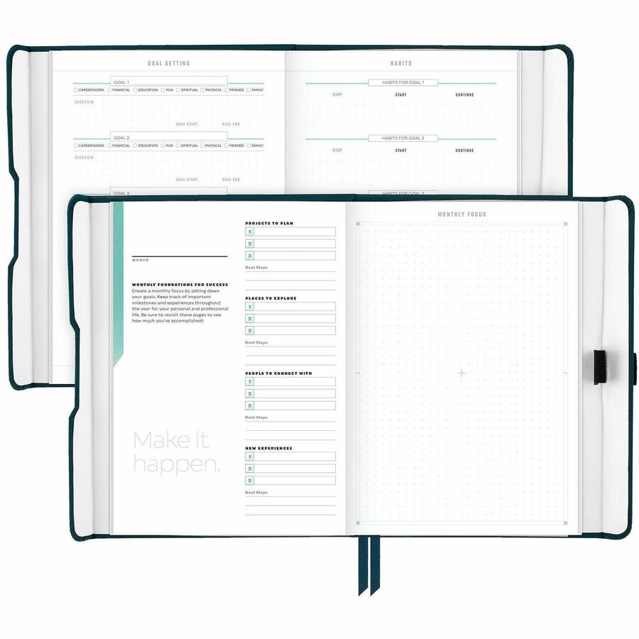 AT-A-GLANCE&reg; Foundation Undated Weekly/Monthly Planner 8-1/2" x 6-3/4" Blue - FD20020