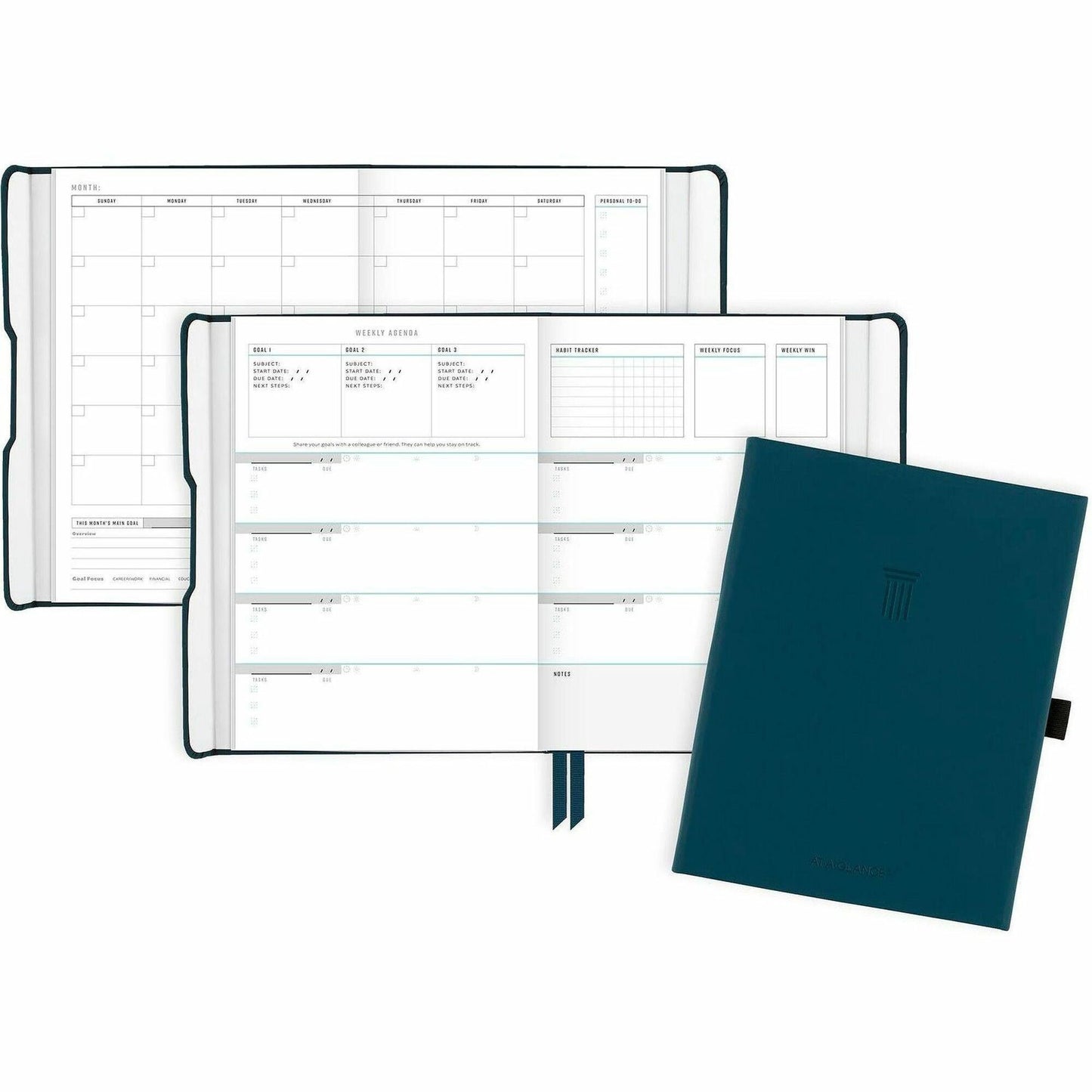 AT-A-GLANCE&reg; Foundation Undated Weekly/Monthly Planner 8-1/2" x 6-3/4" Blue
