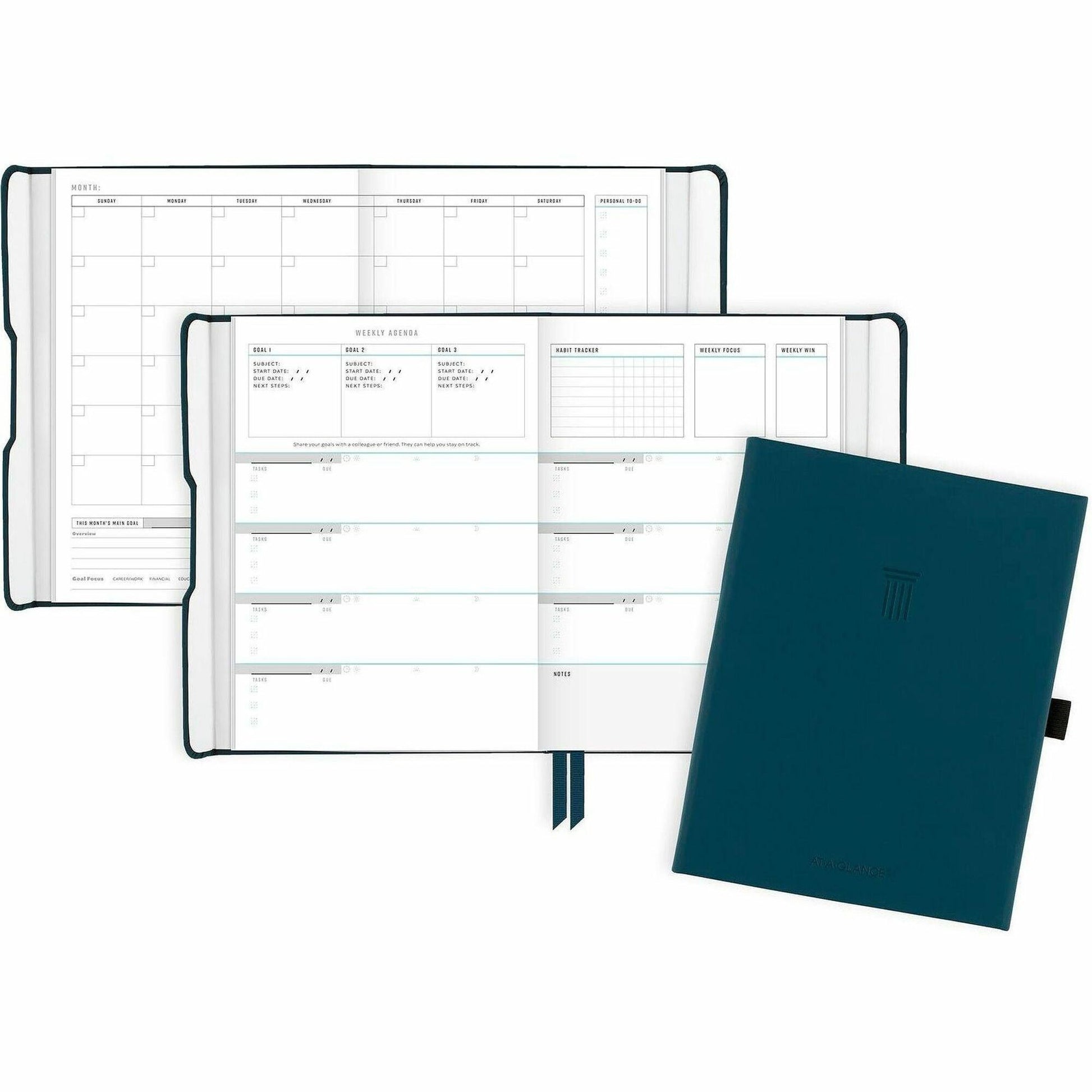 AT-A-GLANCE&reg; Foundation Undated Weekly/Monthly Planner 8-1/2" x 6-3/4" Blue