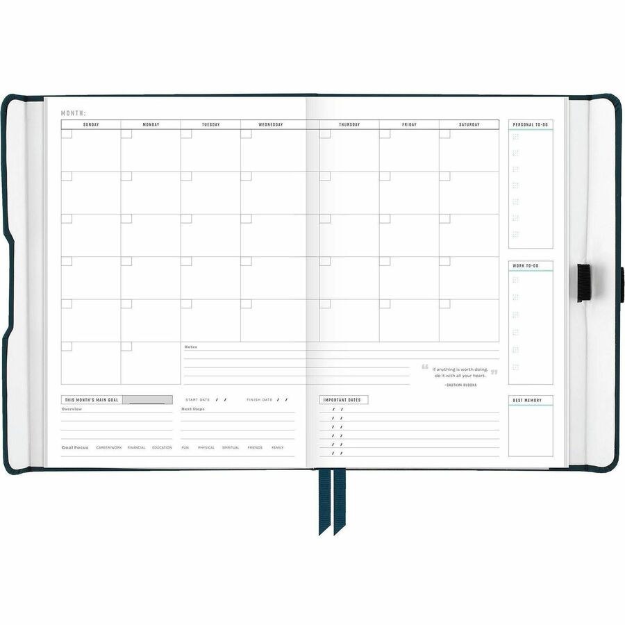 AT-A-GLANCE&reg; Foundation Undated Weekly/Monthly Planner 8-1/2" x 6-3/4" Blue - FD20020