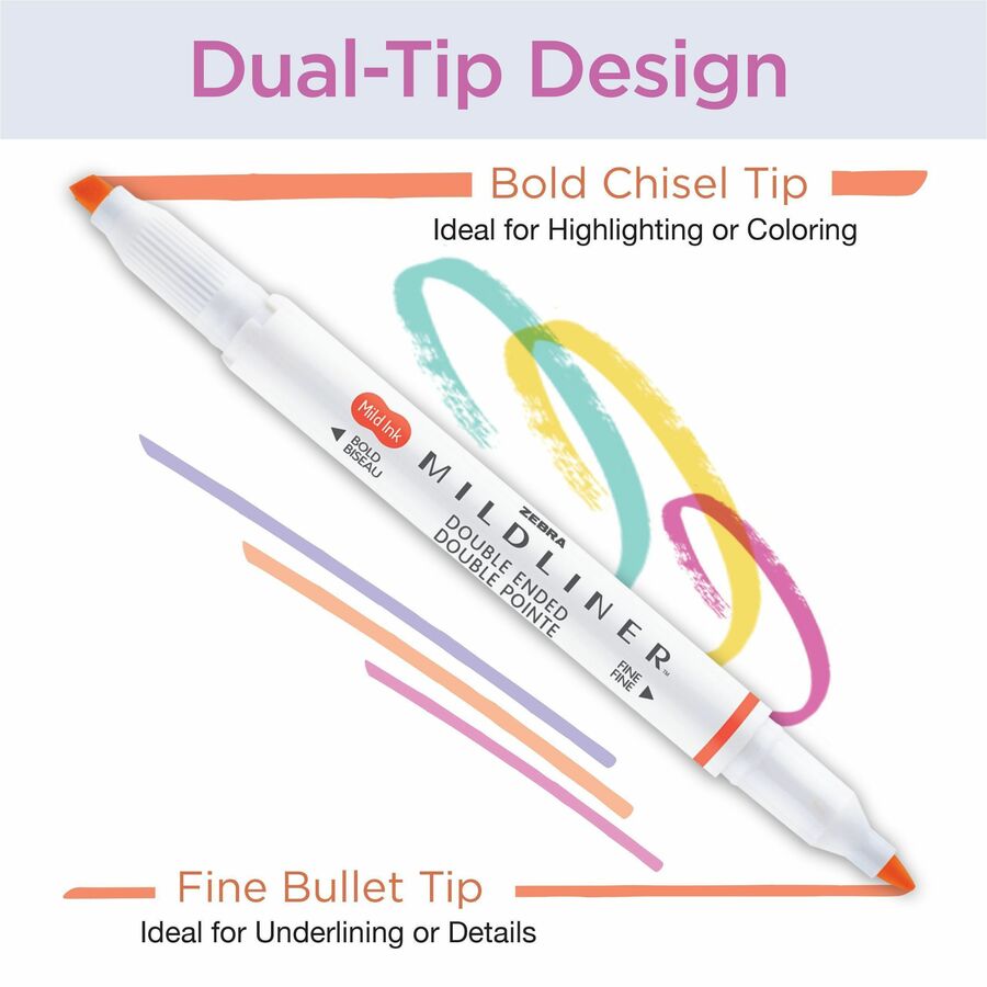 Zebra Mildliner Double-Ended Creative Highlighter Set - Neutral 5-Pack - 78605