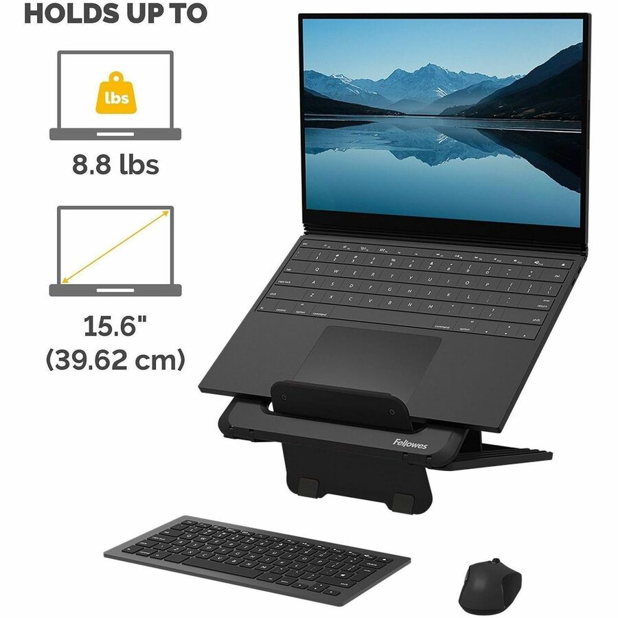 Fellowes Breyta Laptop Stand 9-1/4"W x 10-1/2"D x 1/2"H Black - 100098500