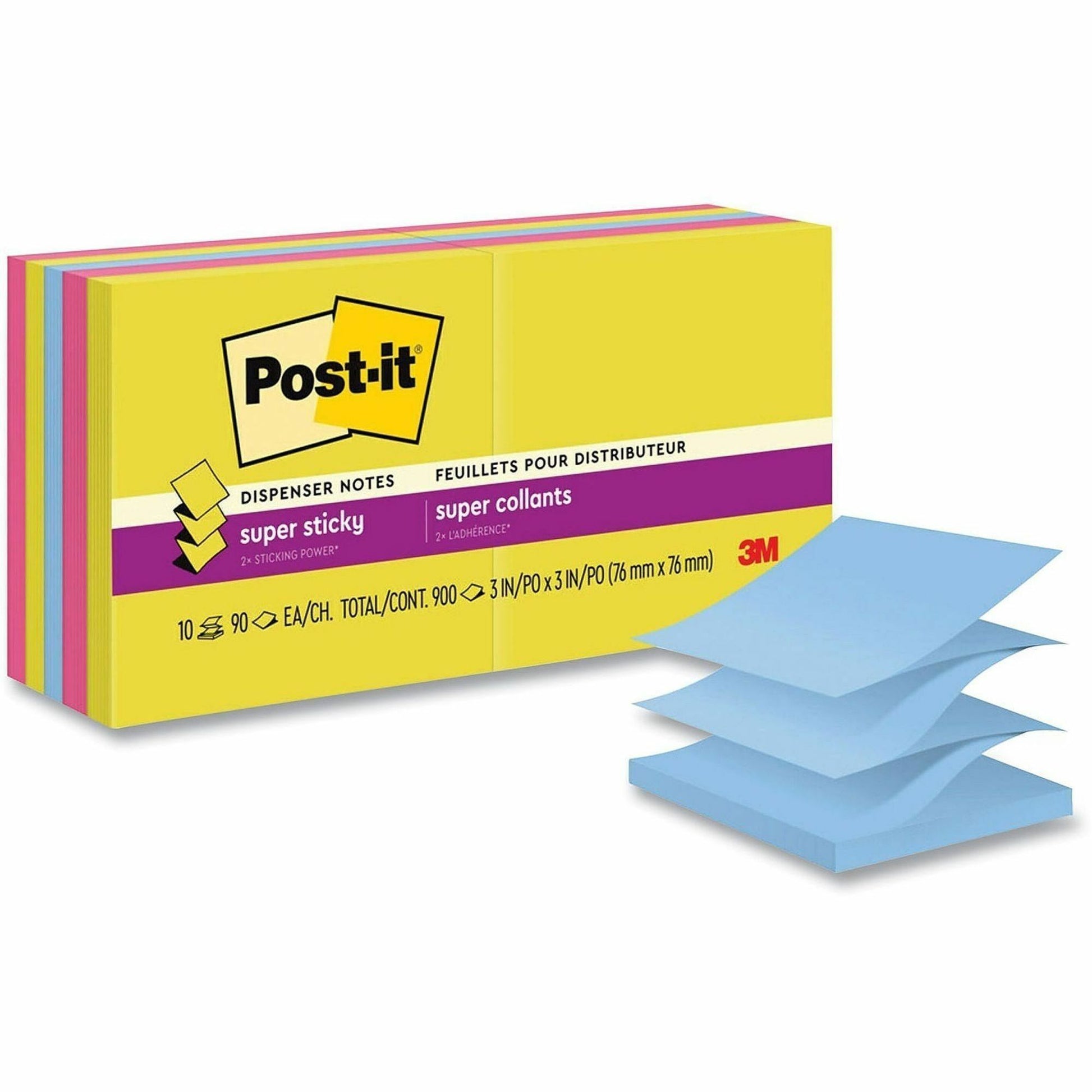 Post-it&reg; Super Sticky Pop-up Notes R330-10SSJOY, 3 in x 3 in (76 mm x 76 mm)