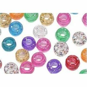 DBLG Import 6x9mm Assorted Color Glitter Pony Beads