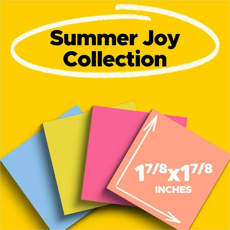 Post-it&reg; Super Sticky Notes, 1 7/8 in x 1 7/8 in, Summer Joy Collection - 622-8SSJOY