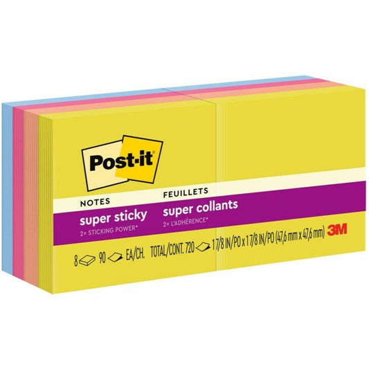 Post-it&reg; Super Sticky Notes, 1 7/8 in x 1 7/8 in, Summer Joy Collection
