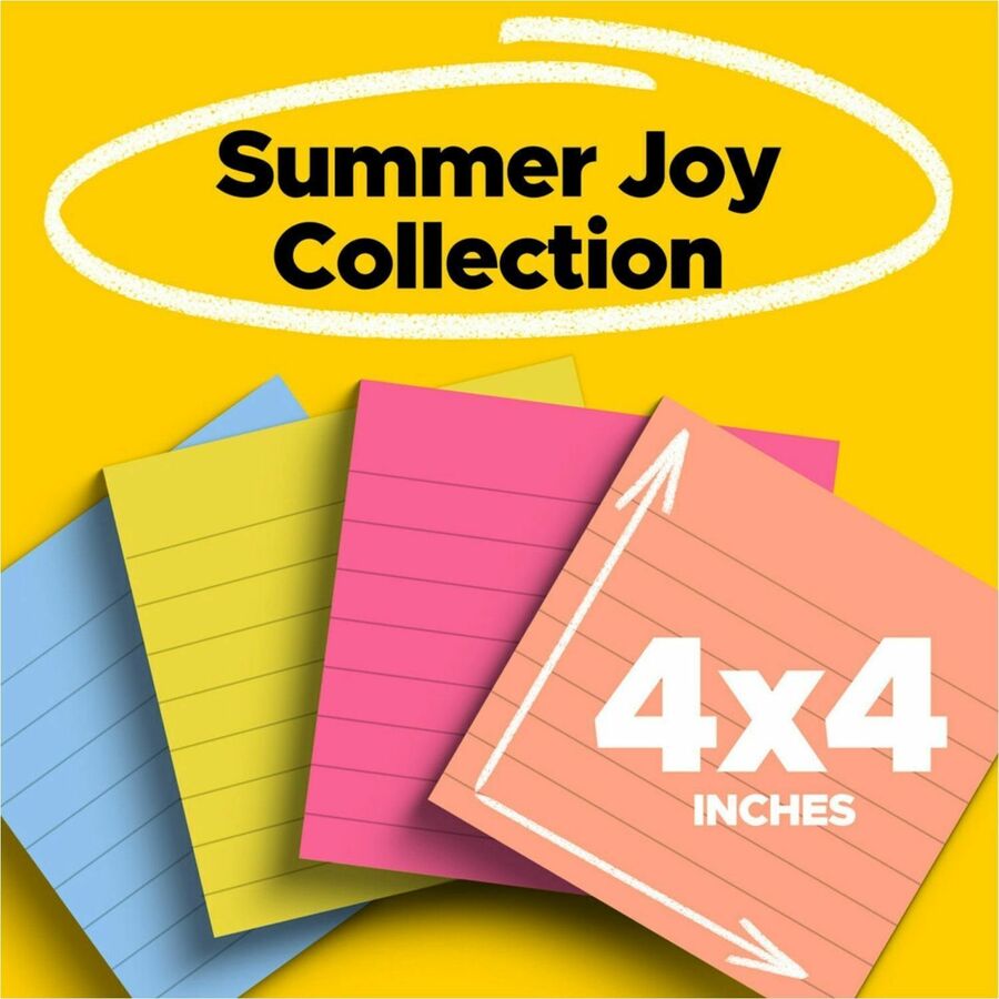 Post-it&reg; Super Sticky Notes 675-4SSJOY, 4 in x 4 in (101 mm x 101 mm) - 675-4SSJOY