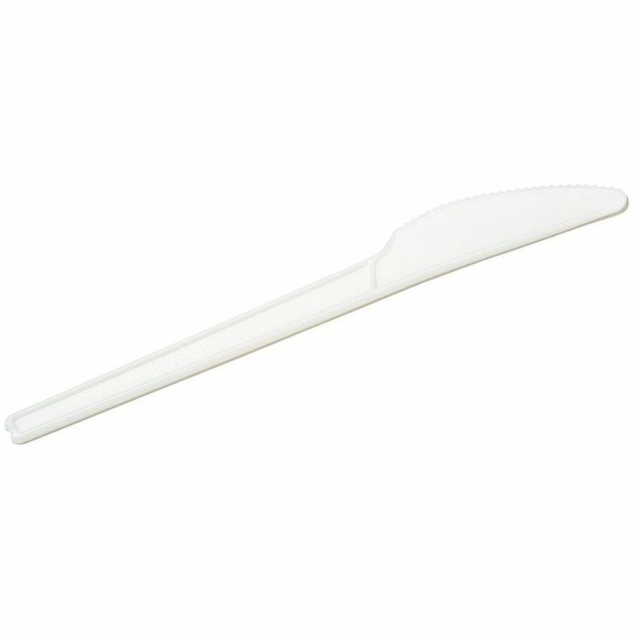 Eco Guardian 6.5" CPLA Compostable Knife - Knife - Crystallized Polylactic Acid (CPLA) - White 50/Pack