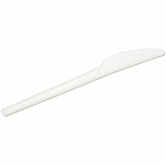 Eco Guardian 6.5" CPLA Compostable Knife - Knife - Crystallized Polylactic Acid (CPLA) - White 50/Pack