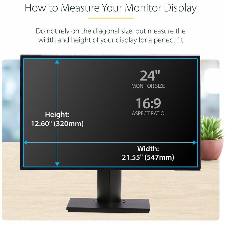 StarTech.com 24-inch 16:9 Computer Monitor Privacy Screen, Hanging Acrylic Filter, Monitor Screen Protector/Shield, +/- 30 Deg., Glossy - 2469A-PRIVACY-SCREEN