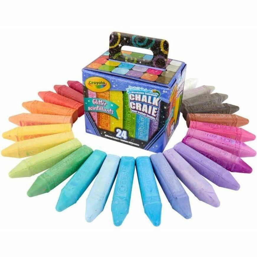 Crayola Washable Sidewalk Chalk, Glitter, 24 Count - 51-8300