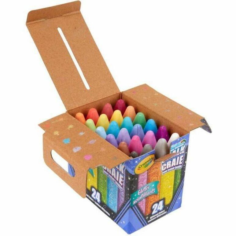 Crayola Washable Sidewalk Chalk, Glitter, 24 Count - 51-8300