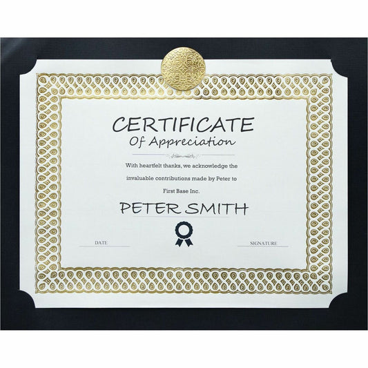 St. James&reg; Elite&trade; Medallion Presentation Cards/Certificate Holder, Black with Gold Medallion, Pack of 25, 83483