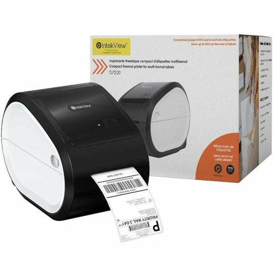 IntekView TLP200 Visitor Management, Courier Service, Lab Direct Thermal Printer - Monochrome - Label Print - Bluetooth - Black, Beige