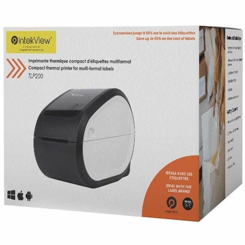 IntekView TLP200 Visitor Management, Courier Service, Lab Direct Thermal Printer - Monochrome - Label Print - Bluetooth - Black, Beige - TLP200
