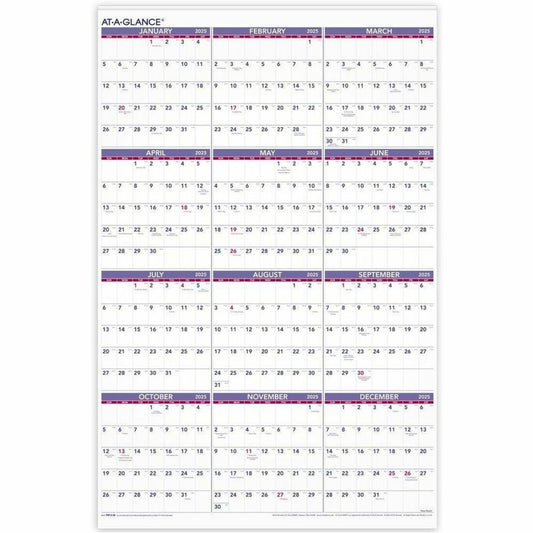 At-A-Glance 2025 Yearly Wall Calendar, Extra Large, 24" x 36"