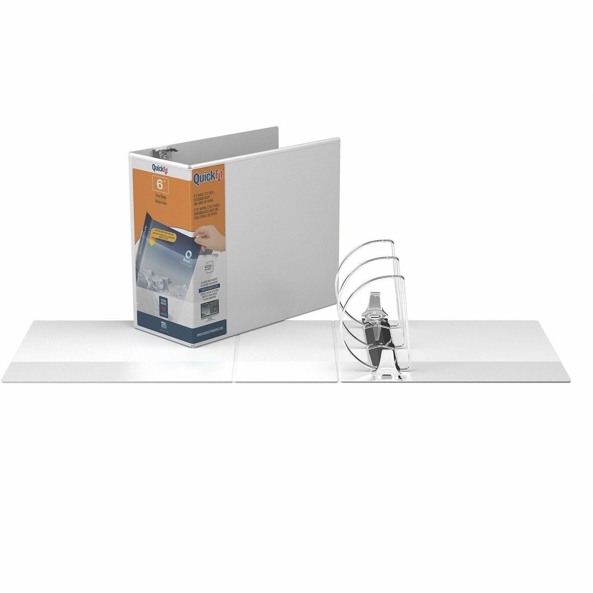 QuickFit View Binder, 3-Ring Binder, Angle D Ring, 6 Inch, White