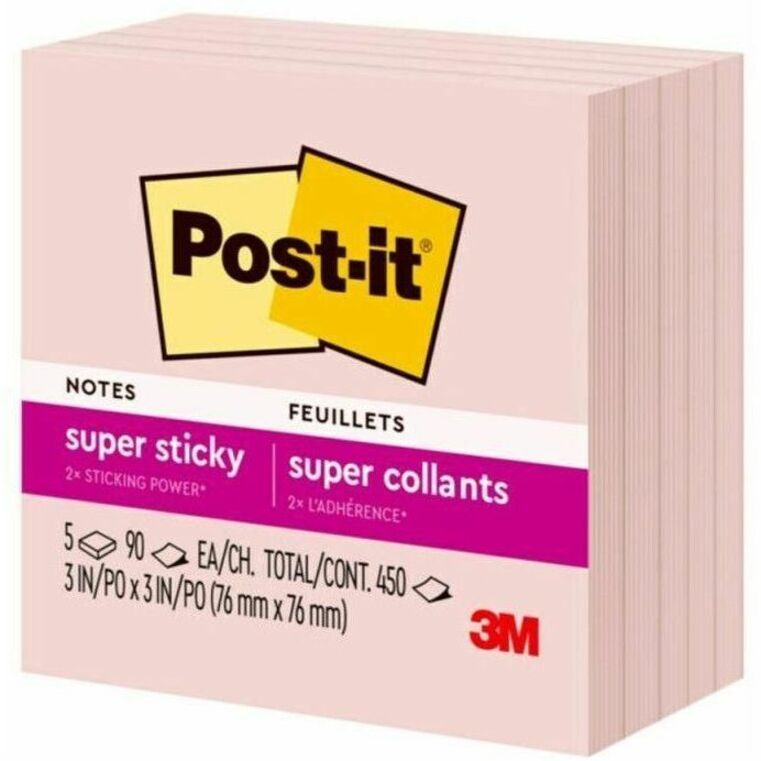 Post-it&reg; Super Sticky Notes 654-5SSPST, 3 in x 3 in (76 mm x 76 mm) - 654-5SSPST