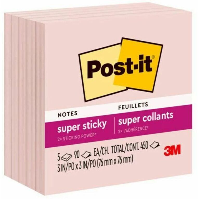 Post-it&reg; Super Sticky Notes 654-5SSPST, 3 in x 3 in (76 mm x 76 mm) - 654-5SSPST