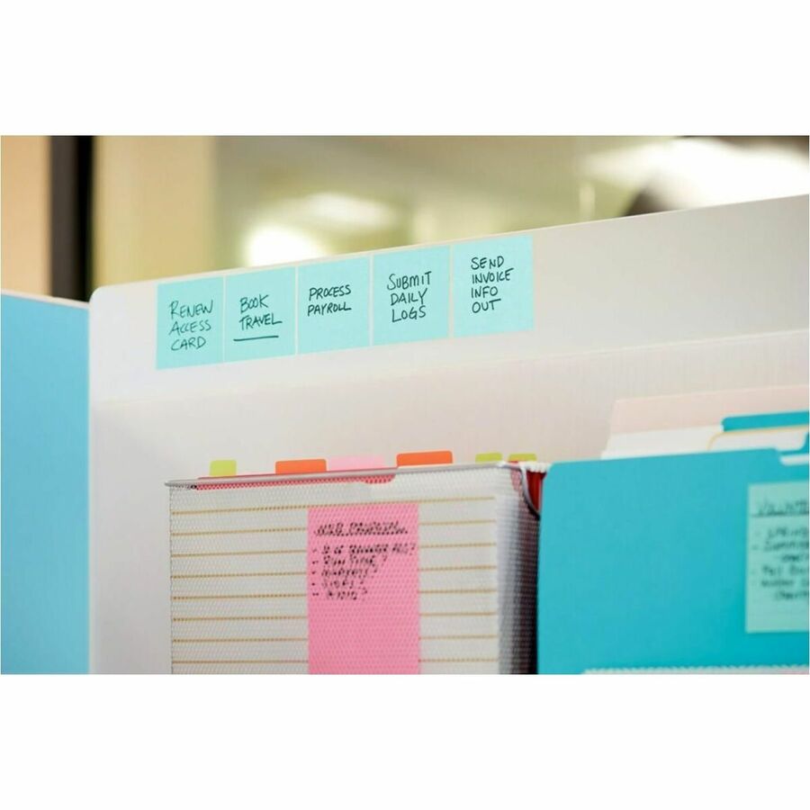 Post-it&reg; Super Sticky Notes, 3 in x 3 in, Aqua Wave, 5 Pads/Pack, 90 Sheets/Pad - 654-5SSWA
