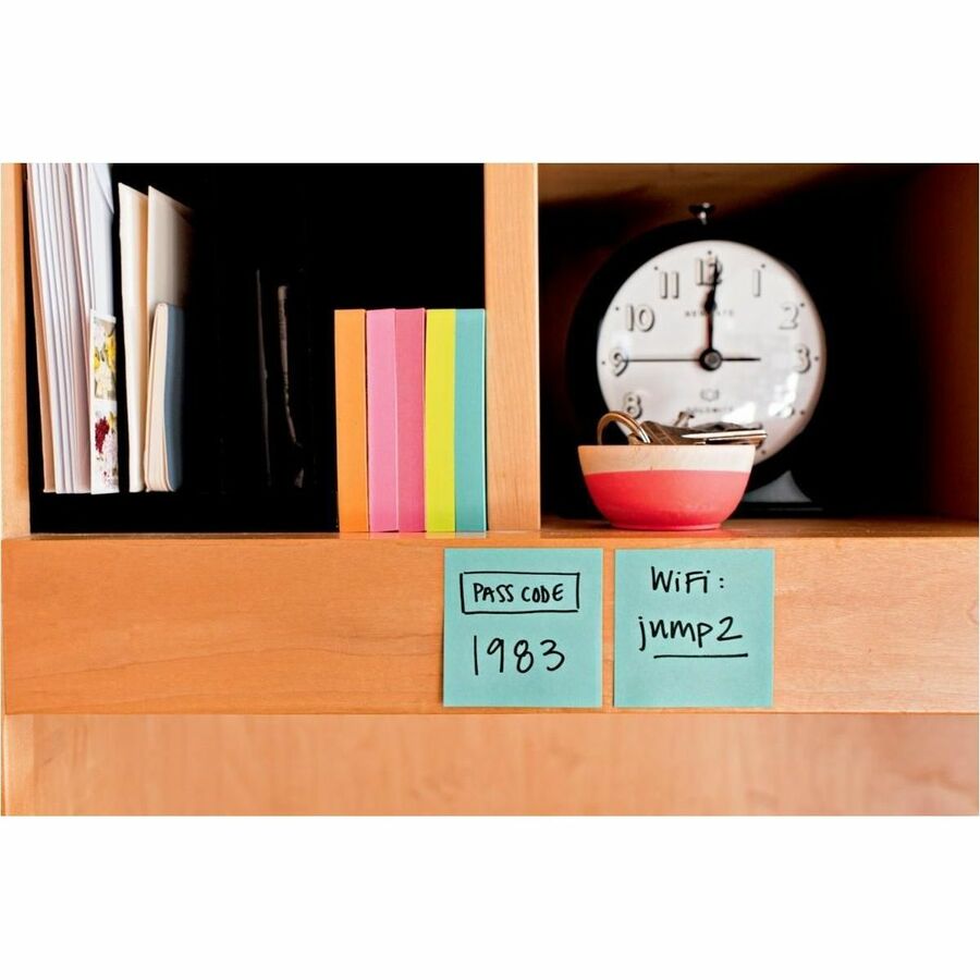 Post-it&reg; Super Sticky Notes, 3 in x 3 in, Aqua Wave, 5 Pads/Pack, 90 Sheets/Pad - 654-5SSWA