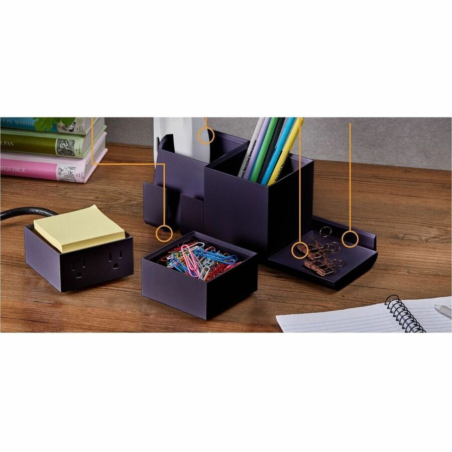 Bostitch Konnect Stackable Desk Organizer + Power Station, 4-Piece, Black - KT2-BASEKIT1-BLK