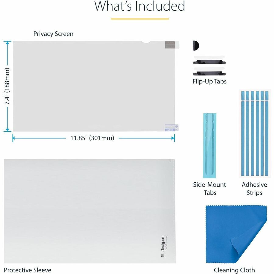 StarTech.com 14-inch 16:10 Flip-Up Privacy Screen with Touch, Anti-Glare Blue Light Filter, Laptop Monitor Screen Protector - 14L61-PRIVACY-SCREEN