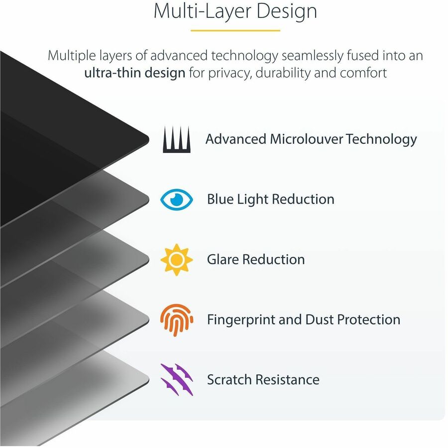 StarTech.com 14-inch 16:10 Flip-Up Privacy Screen with Touch, Anti-Glare Blue Light Filter, Laptop Monitor Screen Protector - 14L61-PRIVACY-SCREEN