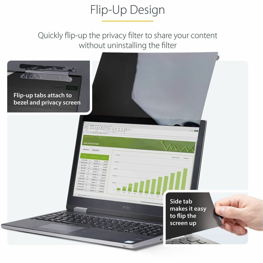 StarTech.com 14-inch 16:10 Flip-Up Privacy Screen with Touch, Anti-Glare Blue Light Filter, Laptop Monitor Screen Protector - 14L61-PRIVACY-SCREEN