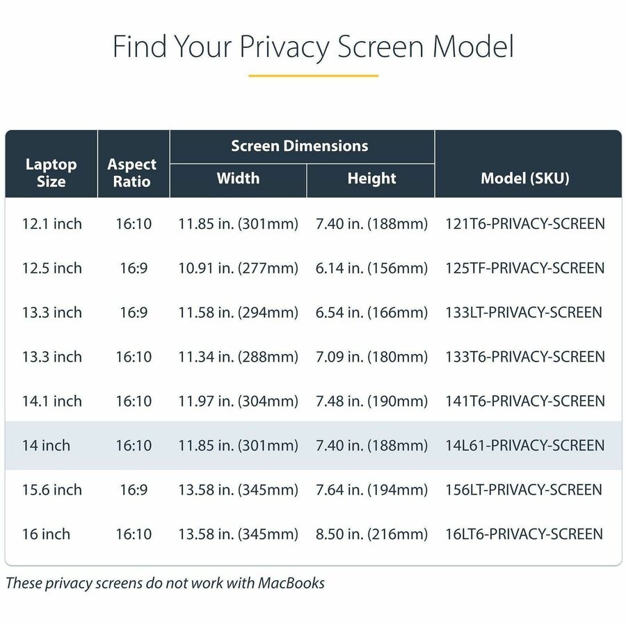 StarTech.com 14-inch 16:10 Flip-Up Privacy Screen with Touch, Anti-Glare Blue Light Filter, Laptop Monitor Screen Protector - 14L61-PRIVACY-SCREEN