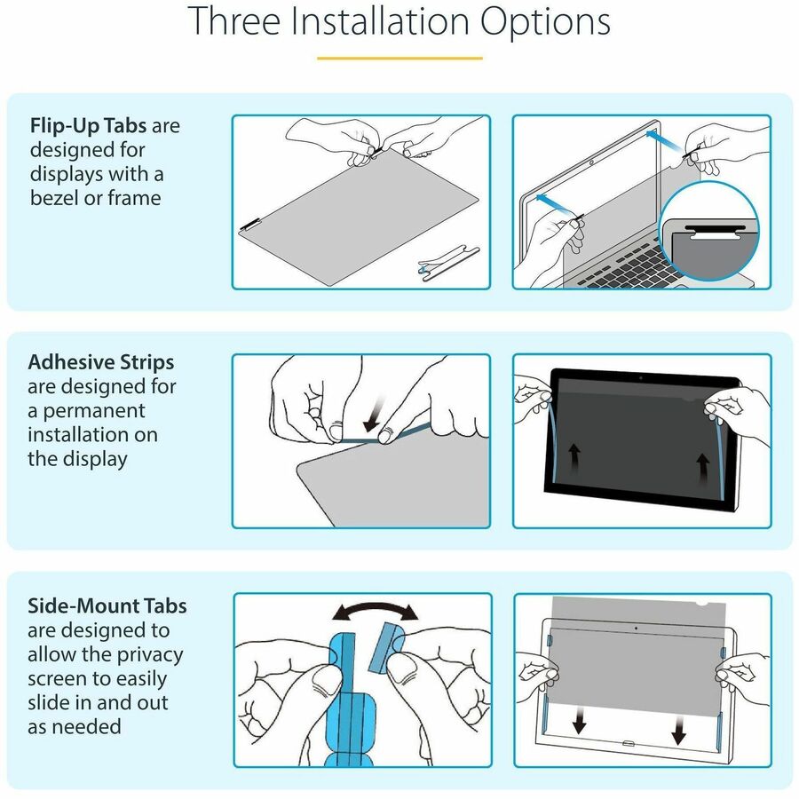 StarTech.com 14-inch 16:10 Flip-Up Privacy Screen with Touch, Anti-Glare Blue Light Filter, Laptop Monitor Screen Protector - 14L61-PRIVACY-SCREEN