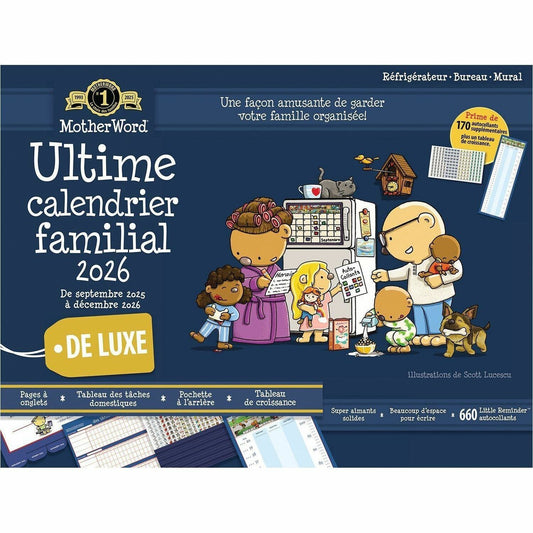 Mead MotherWord Ultimate Family Magnetic Calendar (16 Months), 18" x 13-1/2" , French
