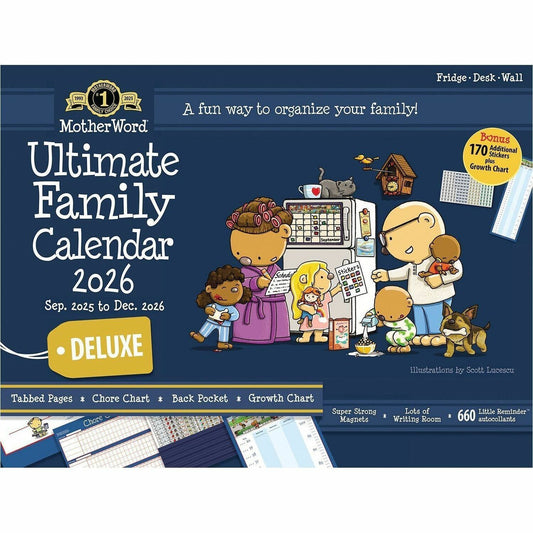 Mead MotherWord Ultimate Family Magnetic Calendar (16 Months), 18" x 13-1/2" , English