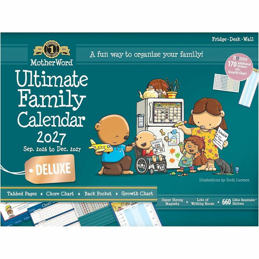 Mead MotherWord Ultimate Family Magnetic Calendar (16 Months), 18" x 13-1/2" , English