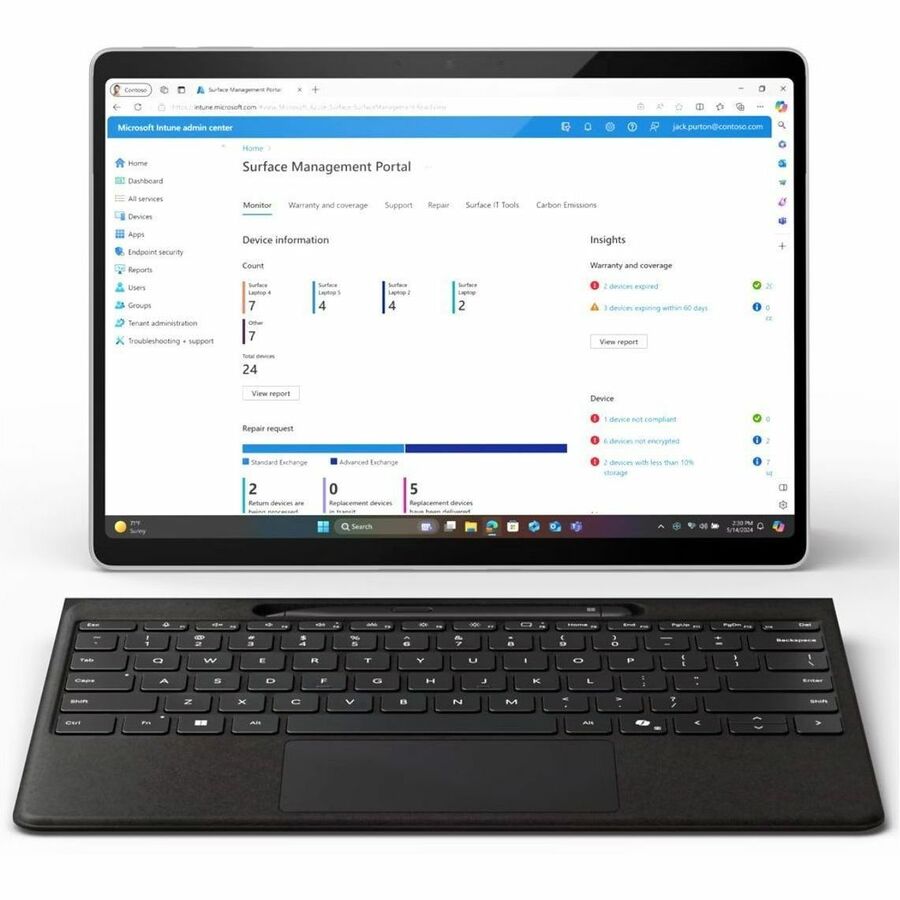 Microsoft Surface Pro 11 Copilot+ PC Tablet - 13" - Qualcomm Snapdragon X Elite - 16 GB - 512 GB SSD - Windows 11 - 5G - Platinum - 1 Each - ZFB-00001