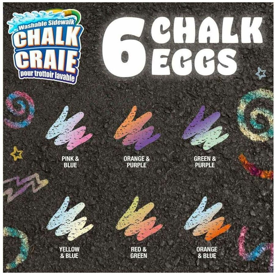 Crayola Washable Sidewalk Chalk Eggs, Tie-Dye, 6 Count - 51-8302