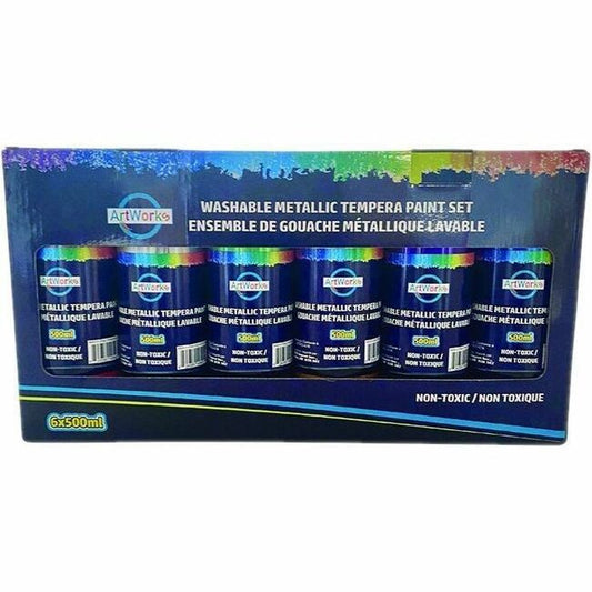 DBLG Import Metallic Liquid Tempera Paint Set, 6 x 500ml