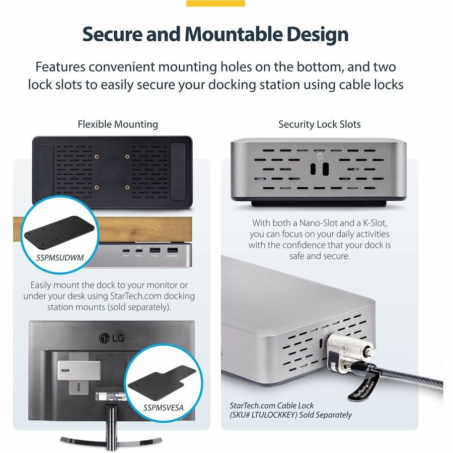 StarTech.com Dual-Monitor USB4 Docking Station, Dual 4K 120Hz or Single 8K 60Hz HDMI, 100W Laptop Charging, 2.5GbE, Driverless USB-C Dock - 155NA-USB4-DOCK
