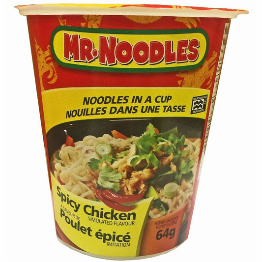 Mr. Noodles Instant Noodles in a Cup, Spicy Chicken Flavour, 64 g, 12/CT