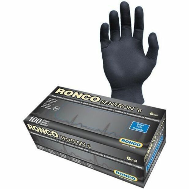 RONCO Black Nitrile Examination Gloves (6 mil) - 962S