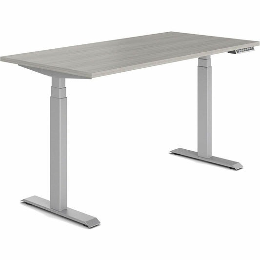 Newland 60" x 30" Height Adjustable Table, 3-Stage, Noce Grigio/Tungsten