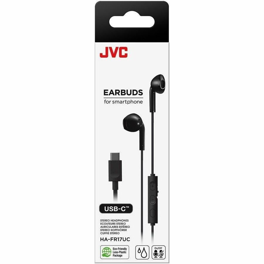 JVC HA-FR17UC-B USB-C Wired Bud Type Headphones - Olive Black - HA-FR17UC-B