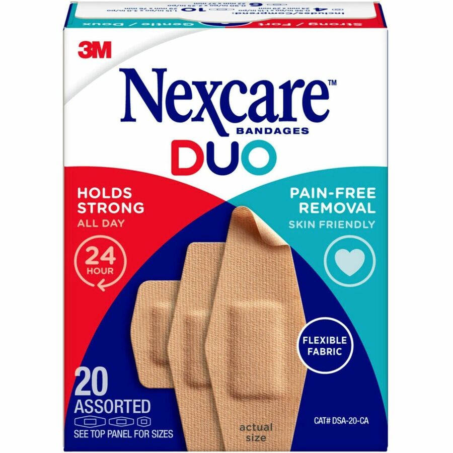 Nexcare Duo Bandages DSA-20-CA, Assorted Sizes, 20/pack - DSA-20-CA
